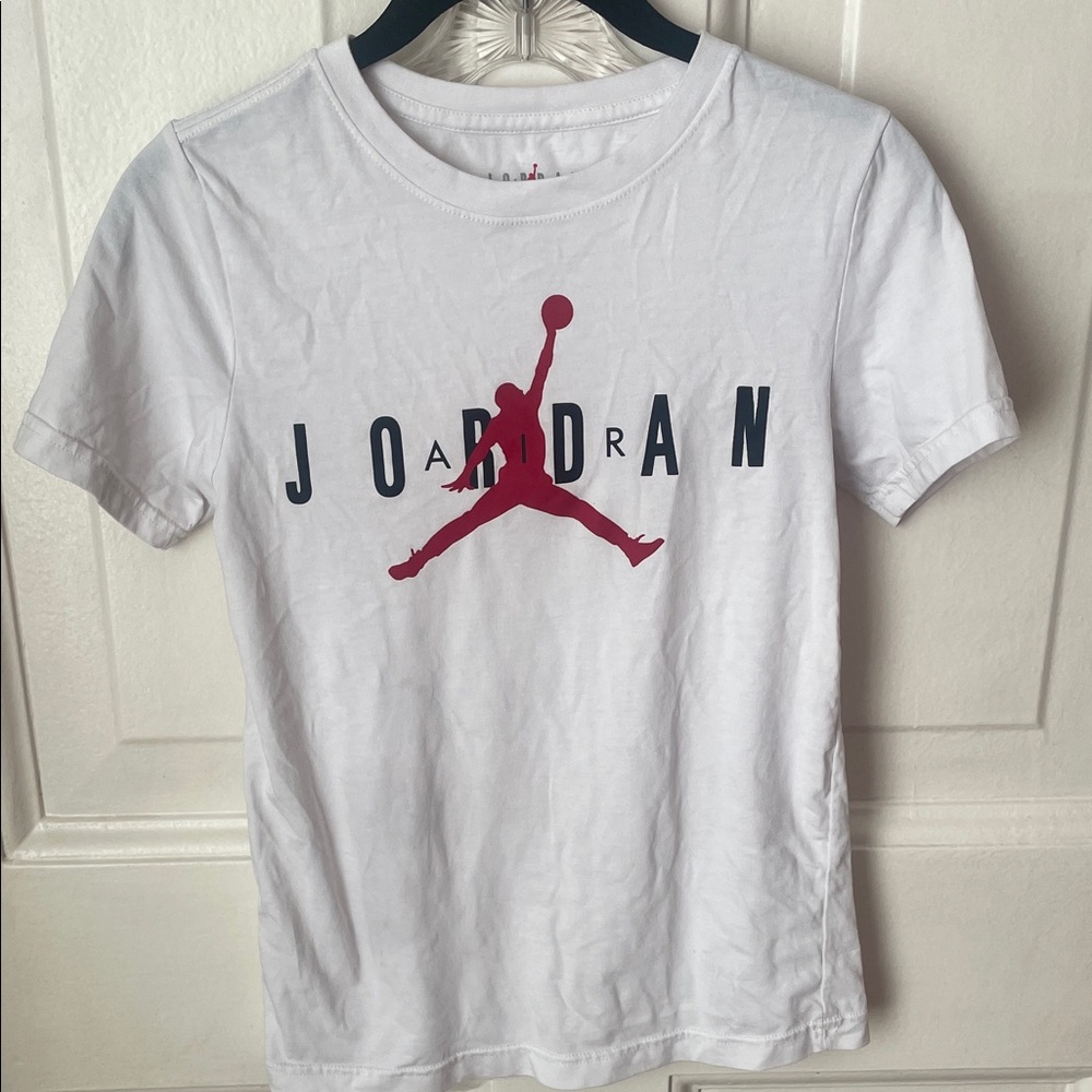 Jordan Kids White Tee with Red and Black Logo